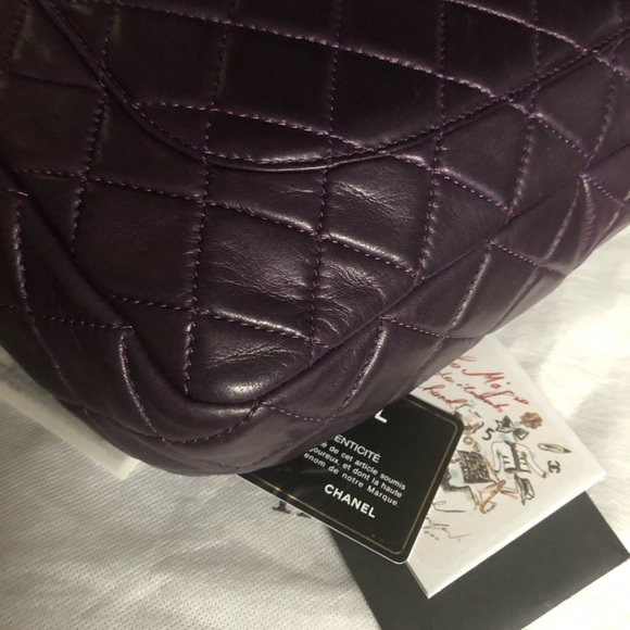 SOLD**Chanel Classic Jumbo Dark Purple Flap Bag - Picture 13 of 15